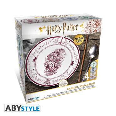 Conjunto de 4 pratos Harry Potter Hogwarts Houses