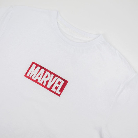 Camiseta Marvel Logotipo Branco