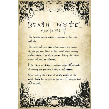 Instruções para o poster do Death Note