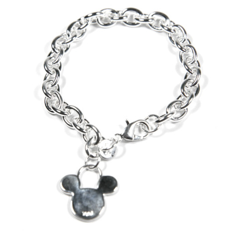 Pulseira de elos em prata do Rato Mickey