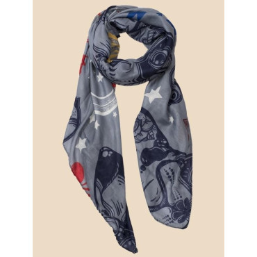 Foulard Tattoos Bulldog Francês Doodle Scarf Foulard Tattoos