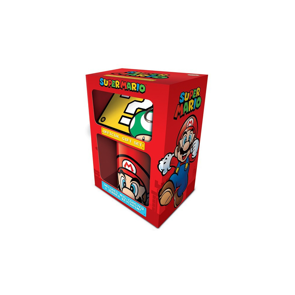 Conjunto de oferta Super Mario Caneca + porta-chaves + base para copos