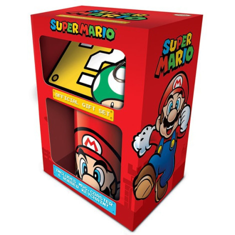 Conjunto de oferta Super Mario Caneca + porta-chaves + base para copos