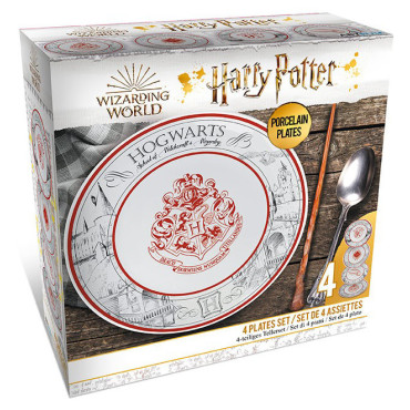 Conjunto de 4 pratos com ícones de Harry Potter