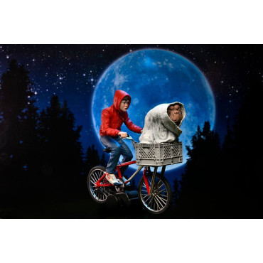 Figura Elliott e E.T. na bicicleta E.T. O Extraterrestre