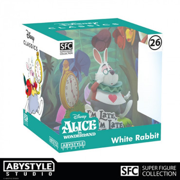 Figura do Coelho Branco da Alice no País das Maravilhas 10 cm