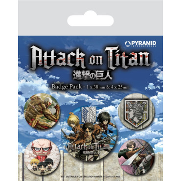 Conjunto de 5 emblemas da 3ª temporada de Attack on Titan