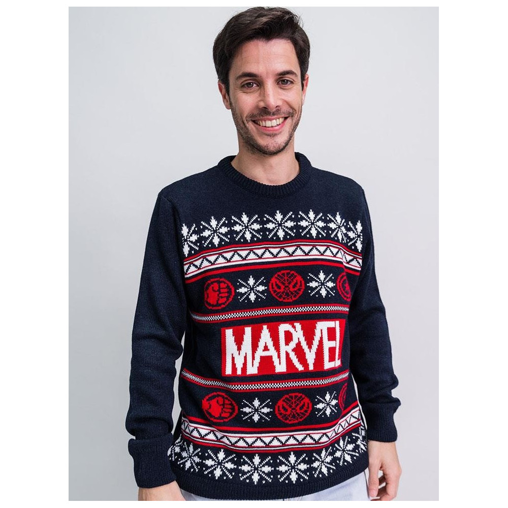 Camisola de Natal Marvel logotipo