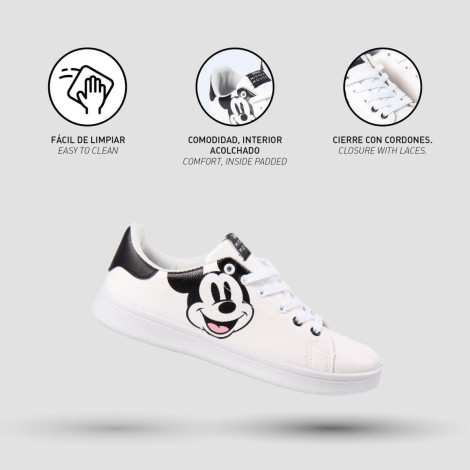 Ténis Mickey Mouse Preto e branco com sola em PVC Disney