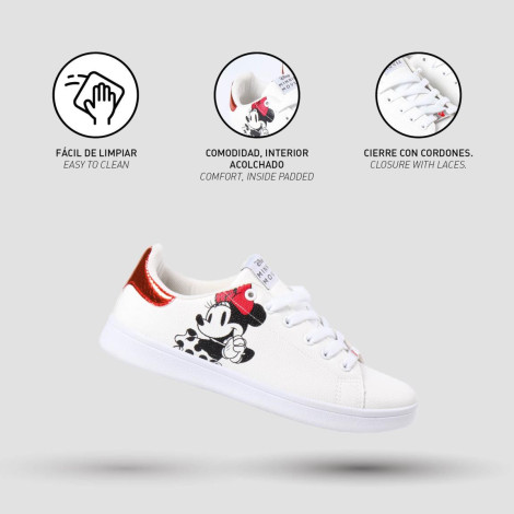 Sapatilhas Minnie Mouse Branco e vermelho com solas Disney em PVC