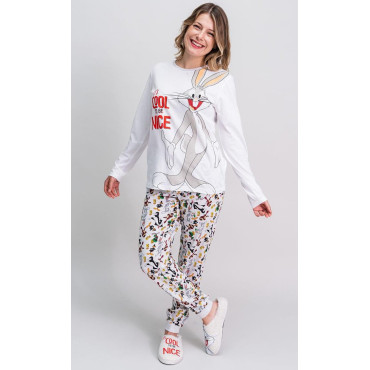 Pijama comprido Bugs Bunny Personagens dos Looney Tunes