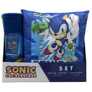Conjunto de cobertor e almofada Sonic