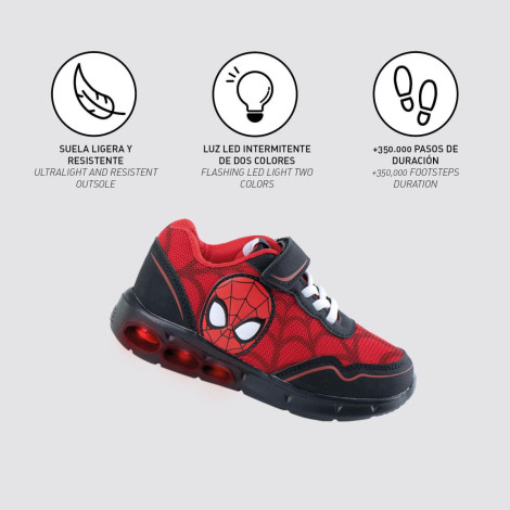 Sapatos desportivos com luzes Spiderman Marvel