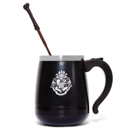 Caneca mágica Harry Potter Hogwarts com varinha