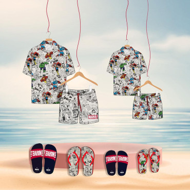 Camisa havaiana Marvel 4 a 12 anos