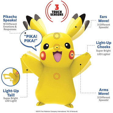 Pikachu Interactivo Figura Pokemon Som de Luz e Movimento