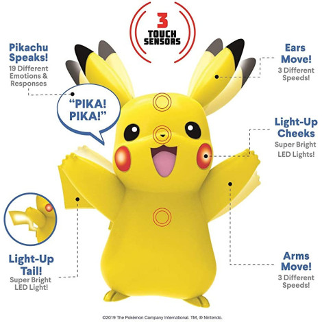 Pikachu Interactivo Figura Pokemon Som de Luz e Movimento