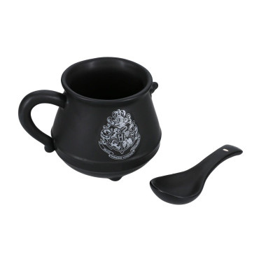 Taza caldero mágico cerámica y cuchara Hogwarts 1