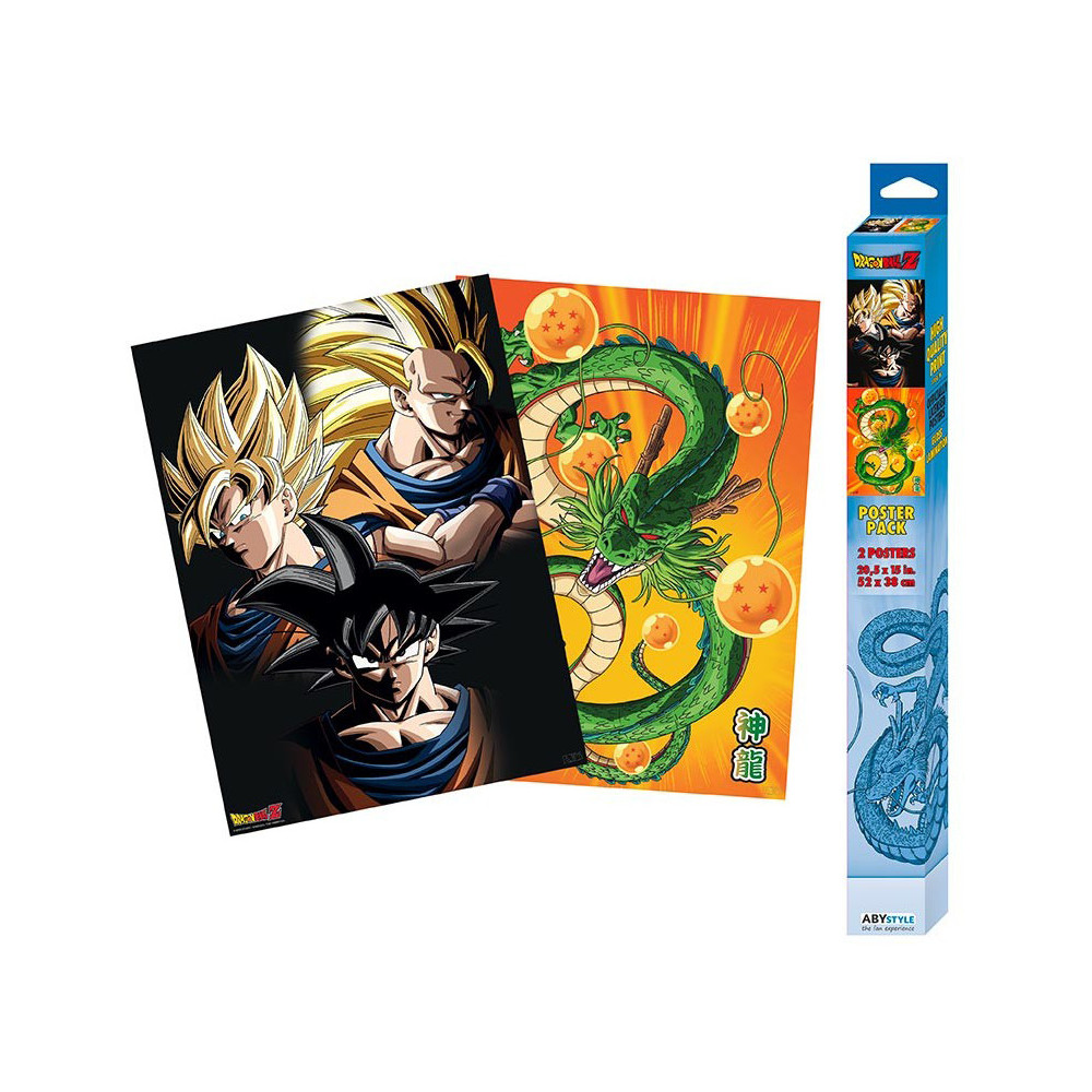 Conjunto de 2 cartazes Goku e Shenron Dragon Ball