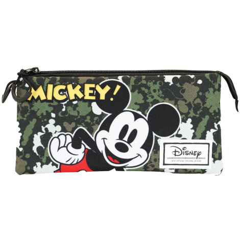 Estojo de lápis verde militar do Rato Mickey