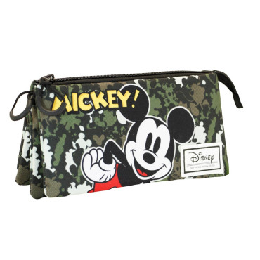 Estojo de lápis verde militar do Rato Mickey