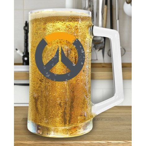 Caneca de cerveja com logótipo de Overwatch