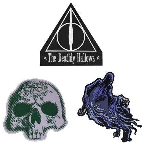 Conjunto 3 emblemas bordados Harry Potter Deathly Hallows