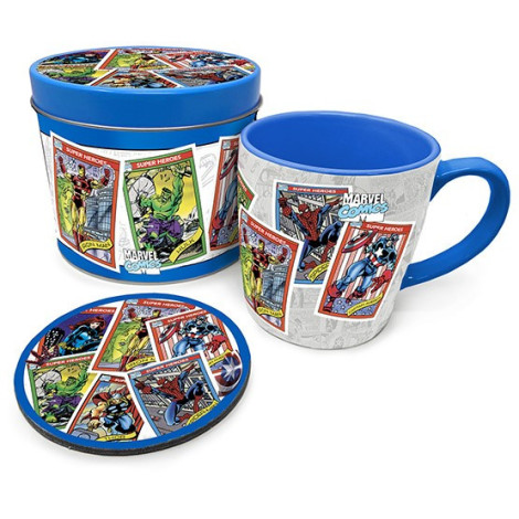 Caneca de estanho para oferta + base para copos Marvel Retro