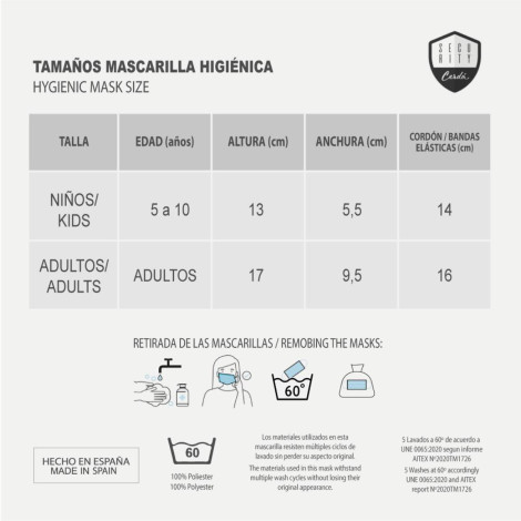 MÁSCARA HIGIÉNICA REUTILIZÁVEL PARA O ROSTO CONGELADA II APROVADA