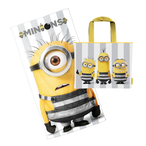 Conjunto de toalha e saco de praia Minions Amarelo