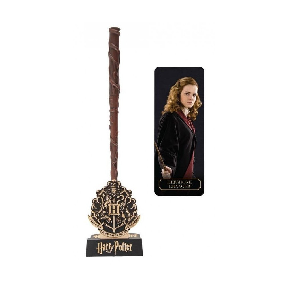 Caneta varinha Hermione Harry Potter com suporte