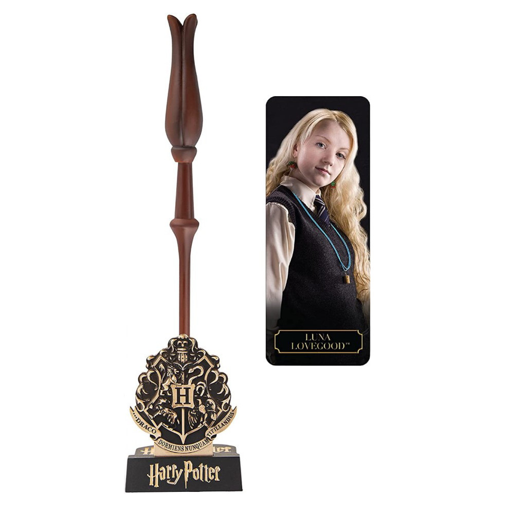 Caneta varinha Luna Lovegood Harry Potter com suporte