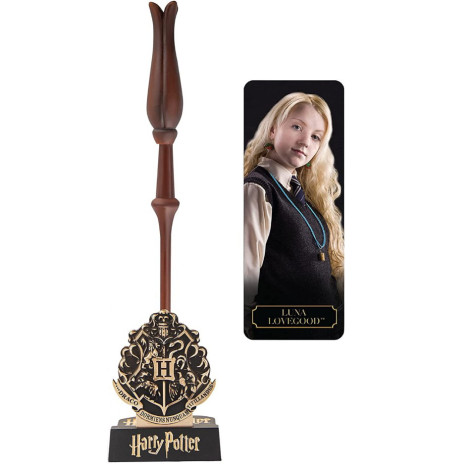 Caneta varinha Luna Lovegood Harry Potter com suporte