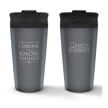 I Drink & I Know Things Caneca de viagem cinzenta Game of Thrones