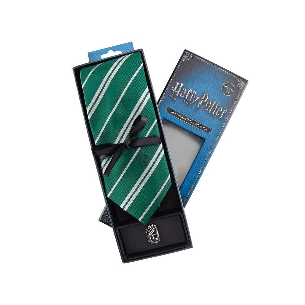 Conjunto de gravata e alfinete Harry Potter Slytherin