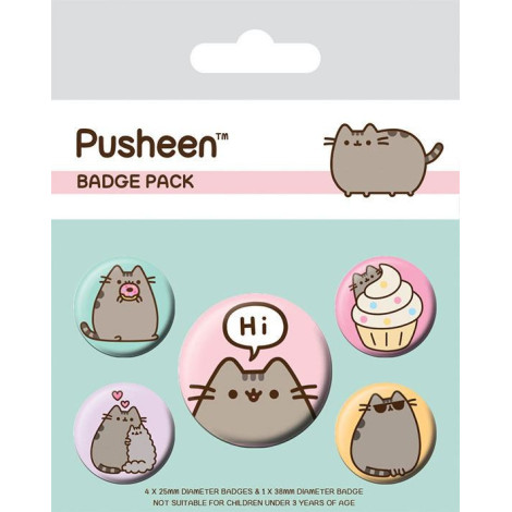 Pusheen diz olá Pacote de crachás