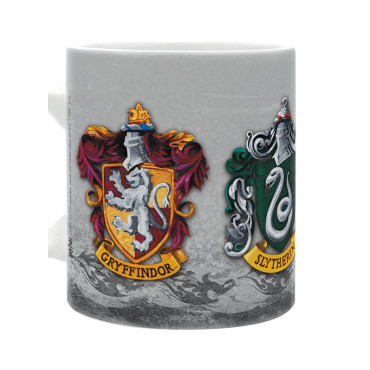 Caneca cinzenta Harry Potter Casas Brasões