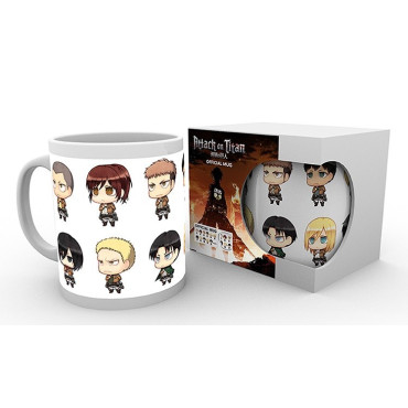 Attack on Titan Caneca Chibi Personagens