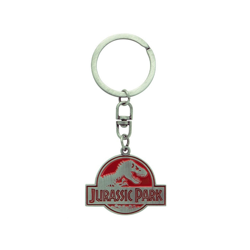 Porta-chaves de metal com o logótipo Jurassic Park