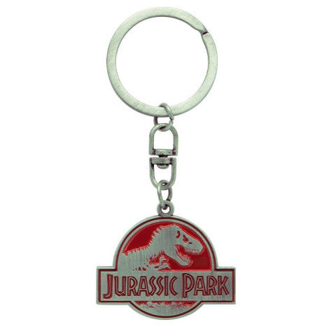 Porta-chaves de metal com o logótipo Jurassic Park