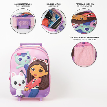 MOCHILA INFANTIL TROLLEY 3D GABBY´S DOLLHOUSE