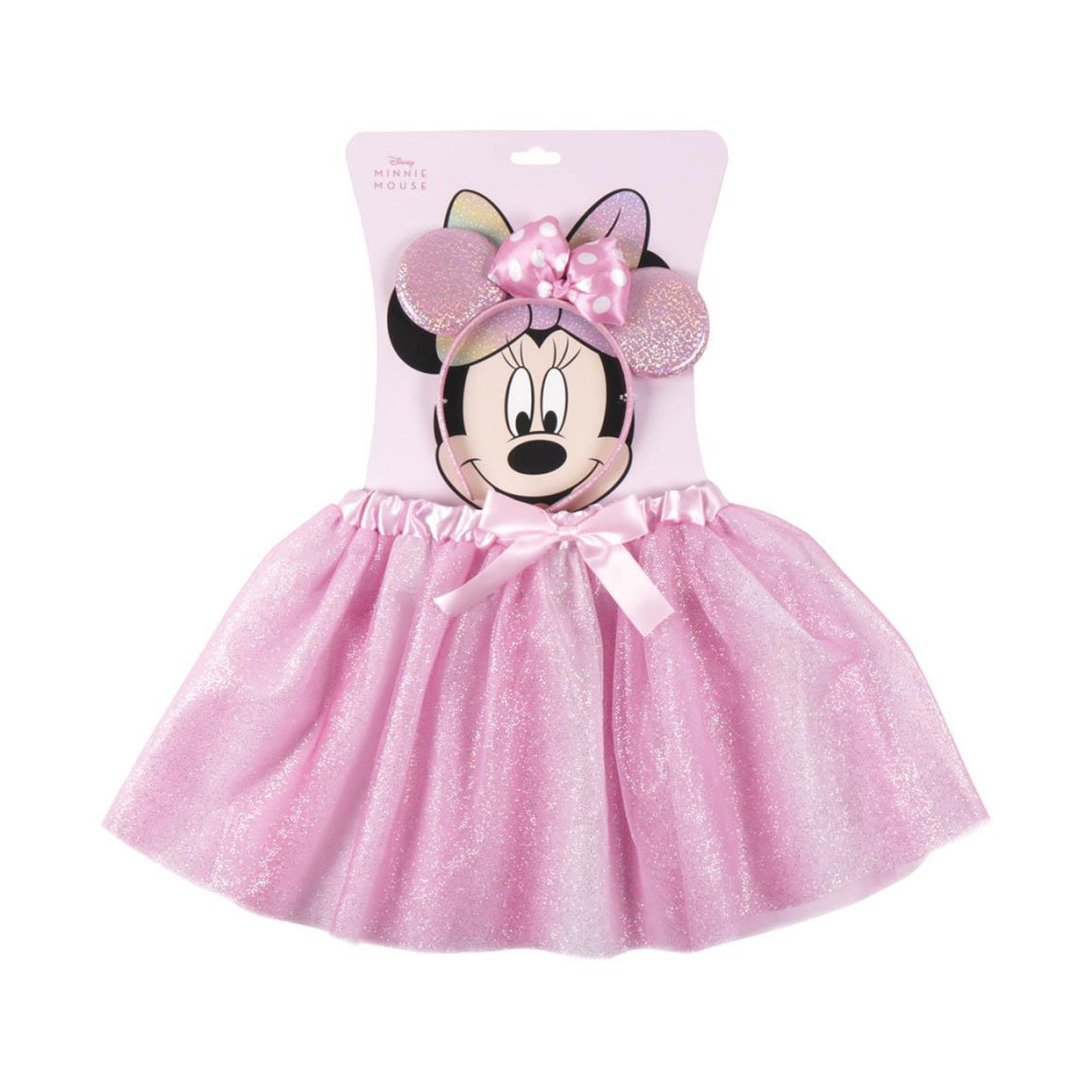 Conjunto de fita para a cabeça e tutu com brilhantes da Minnie