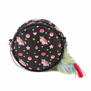 Bolsa a tiracolo para unicórnio preto Oh My Pop!