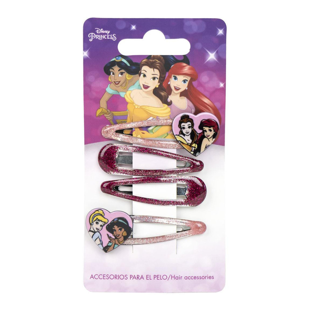 ACCESORIOS PELO CLIPS 4 PIEZAS PRINCESS