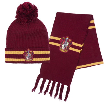 Conjunto de chapéu e cachecol Harry Potter Gryffindor