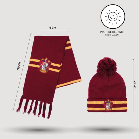 Conjunto de chapéu e cachecol Harry Potter Gryffindor