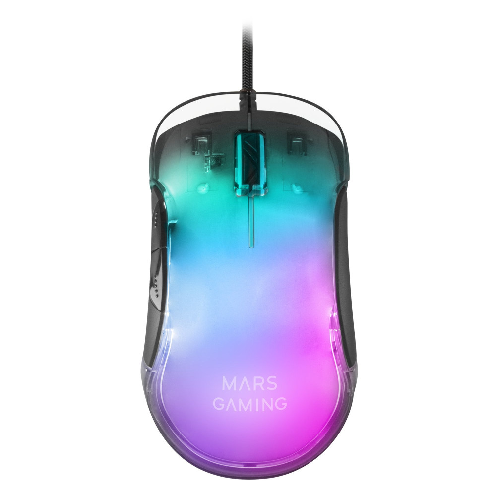 Rato para jogos Mars Gaming MMGLOW Preto com acabamento espelhado