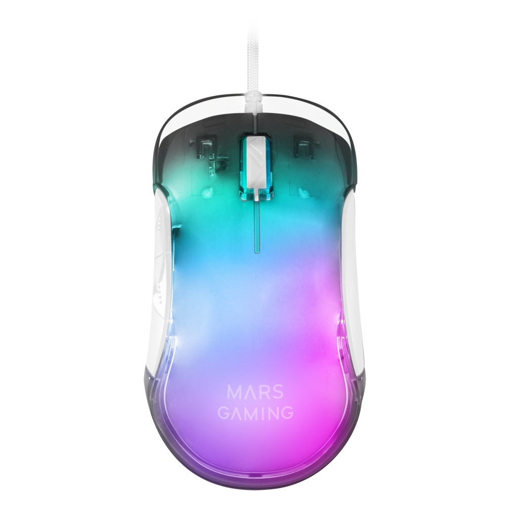 Rato para jogos Mars Gaming MMGLOW Branco com acabamento espelhado