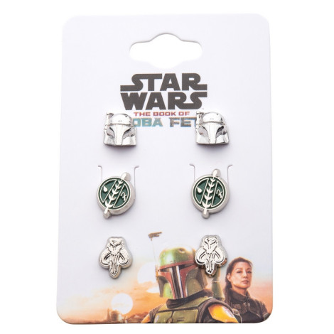 Conjunto de brincos com símbolos Star Wars Livro do Boba Fett