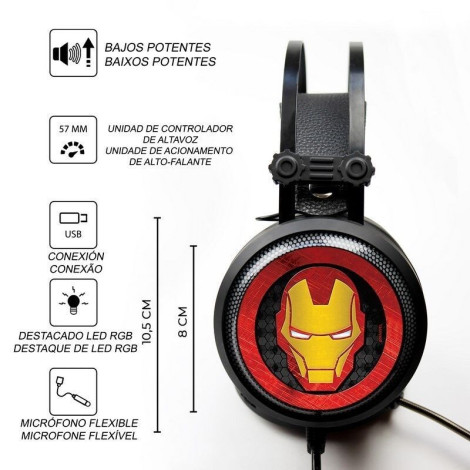 Auricular para jogos Iron Man Marvel